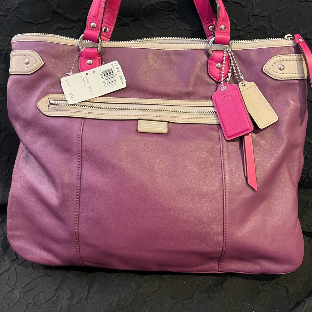 Coach-Purple Leather Tote